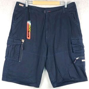 Paco‎ Jeans Cargo Shorts 40 Black Baggy Wide Leg Pockets Zippers